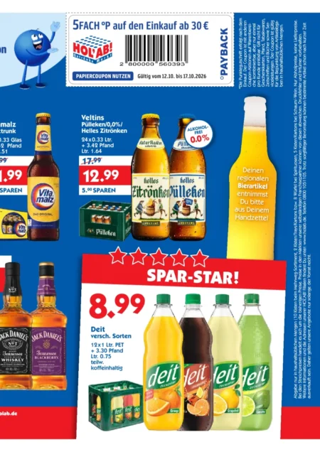 HOL’AB! Prospekt ab 12.10.2026 (KW 42) Hol'ab Prospekt KW 42 Seite 2 mit Vita Malz, Veltins Pülleken, Jack Daniel's Tennessee Whiskey & Deit Limonade