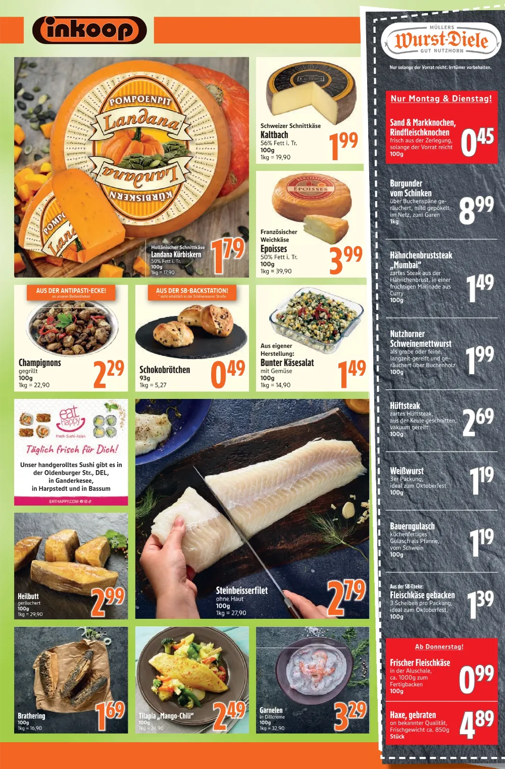 Inkoop Angebote KW 41 Seite 3 mit Angeboten für Landana Kürbiskern, Epoisses, Steinbeisserfilet & Garnelen
