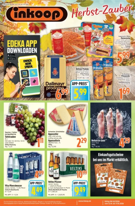 Inkoop Prospekt ab 12.10.2026 (KW 42) Inkoop Prospekt ab 12.10.2026 Seite 1 mit Coppenrath & Wiese Torte, Dallmayr Kaffee, Prinzenrolle & Veltins Pilsener