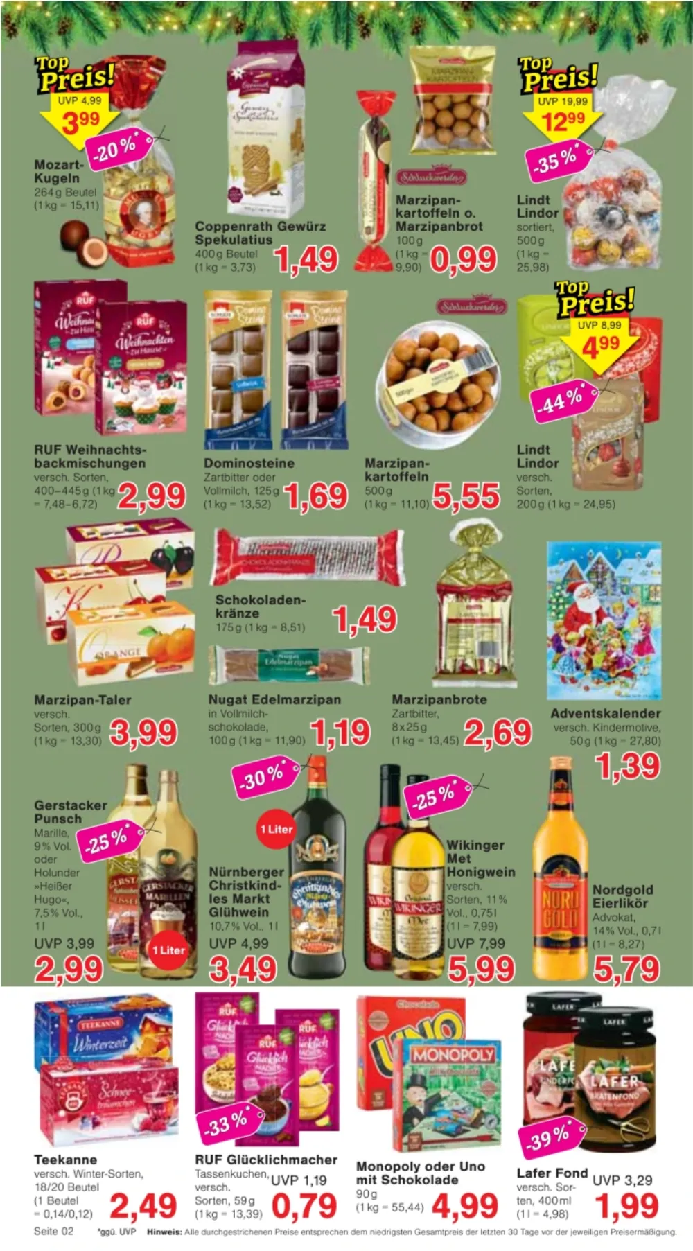 Jawoll Prospekt KW 41 Seite 2 mit Mozart-Kugeln, Spekulatius, Marzipankartoffeln, Glühwein, Wintertee & Spielwaren