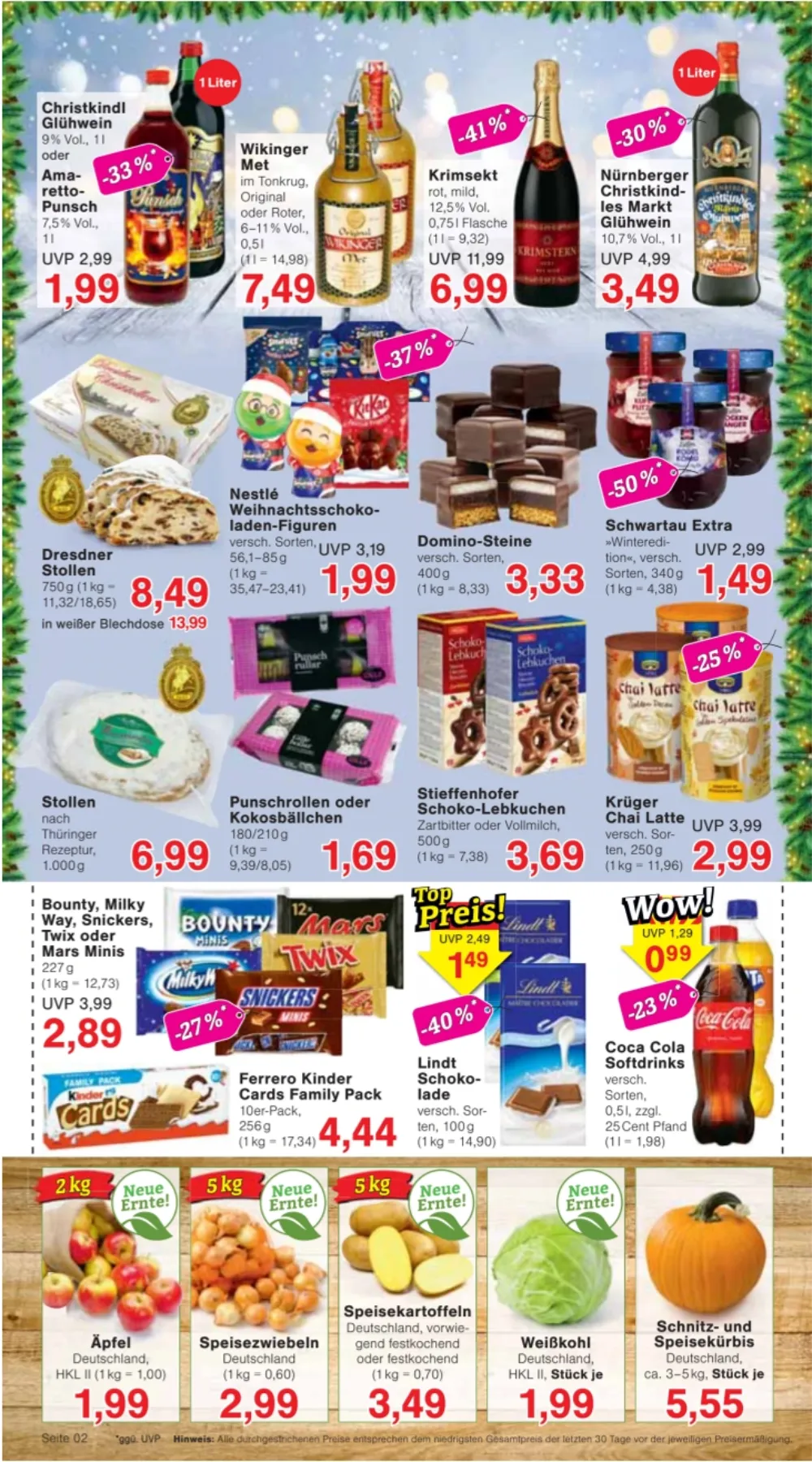 Jawoll Prospekt KW 42 Seite 2 mit Glรผhwein, Wikinger Met, Dresdner Stollen, Domino-Steinen, Coca Cola & Speisekartoffeln