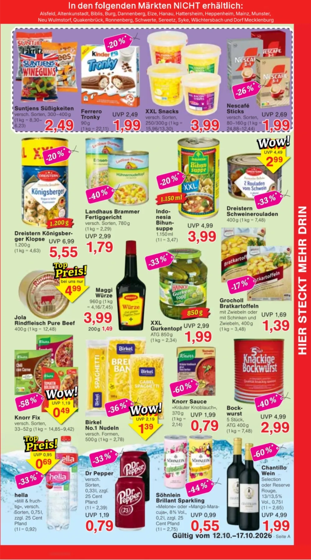 Jawoll Prospekt KW 42 Seite 5 mit Kinder Tronky, Nescafรฉ Sticks, Kรถnigsberger Klopsen, Maggi Wรผrze, Birkel Nudeln & Dr Pepper