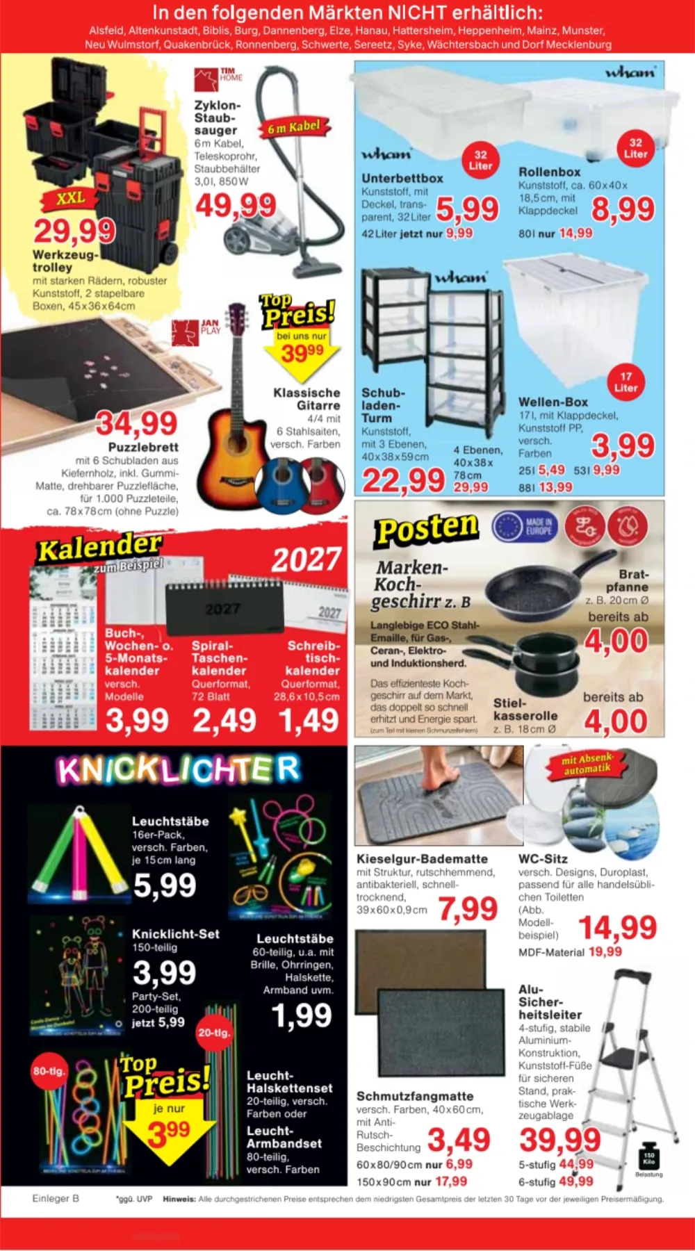 Jawoll Prospekt KW 42 Seite 6 mit Werkzeugtrolley, Staubsauger, Klassischer Gitarre, Kochgeschirr, Knicklichtern & WC-Sitz