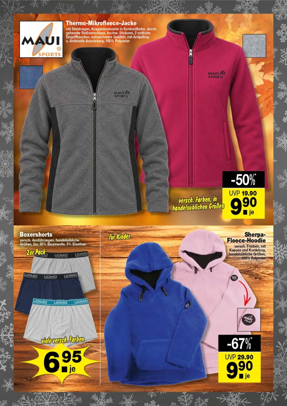 Krümet Prospekt KW 42 Seite 2 mit Maui Sports Fleece-Jacken, Kinder Sherpa-Fleece-Hoodies und Boxershorts