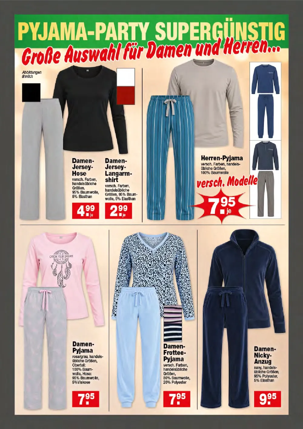 Krümet Prospekt KW 43 Seite 2 mit Damen-Jersey-Hose, Damen-Jersey-Langarmshirt, Herren-Pyjama & Damen-Pyjama