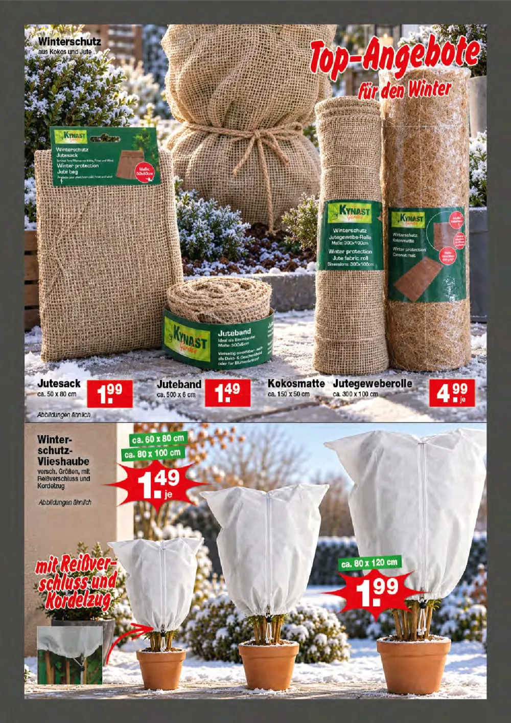Krümet Prospekt KW 43 Seite 3 mit Jutesack, Juteband, Kokosmatte, Jutegeweberolle & Winterschutz-Vlieshaube