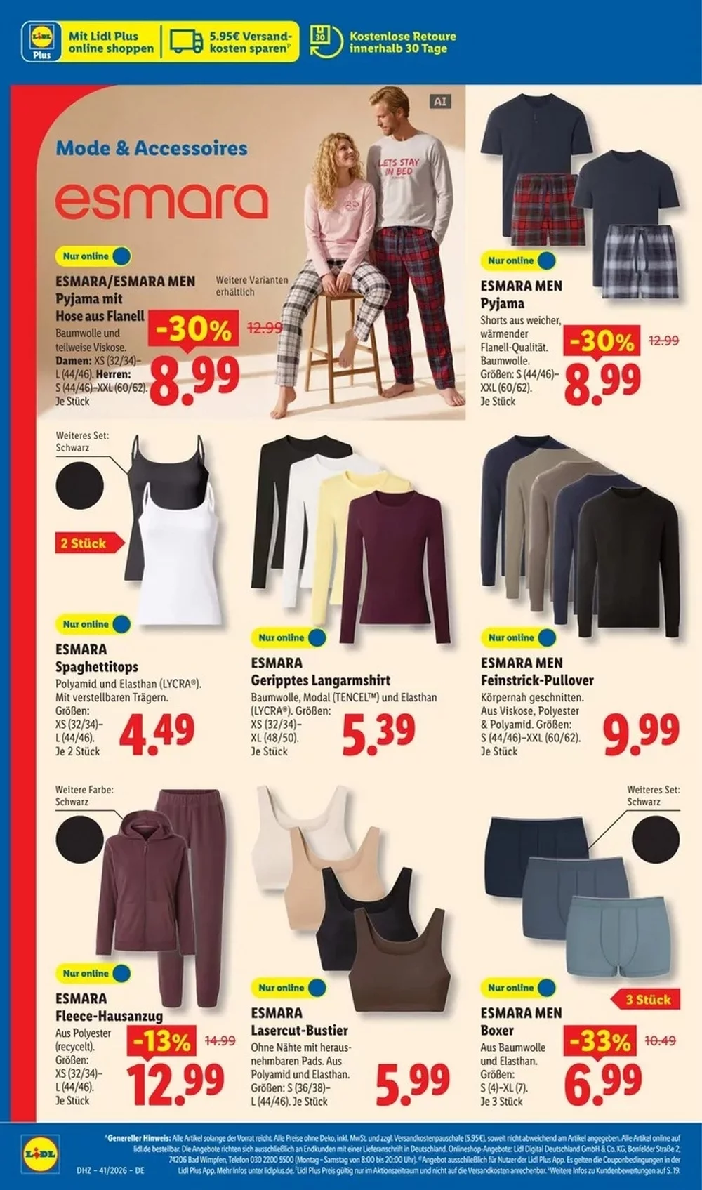 Lidl Prospekt KW 41 Seite 29 mit Livarno LED-Deko-Beleuchtung, Lichterkette, Funksteckdosen und Holzdekoration.
