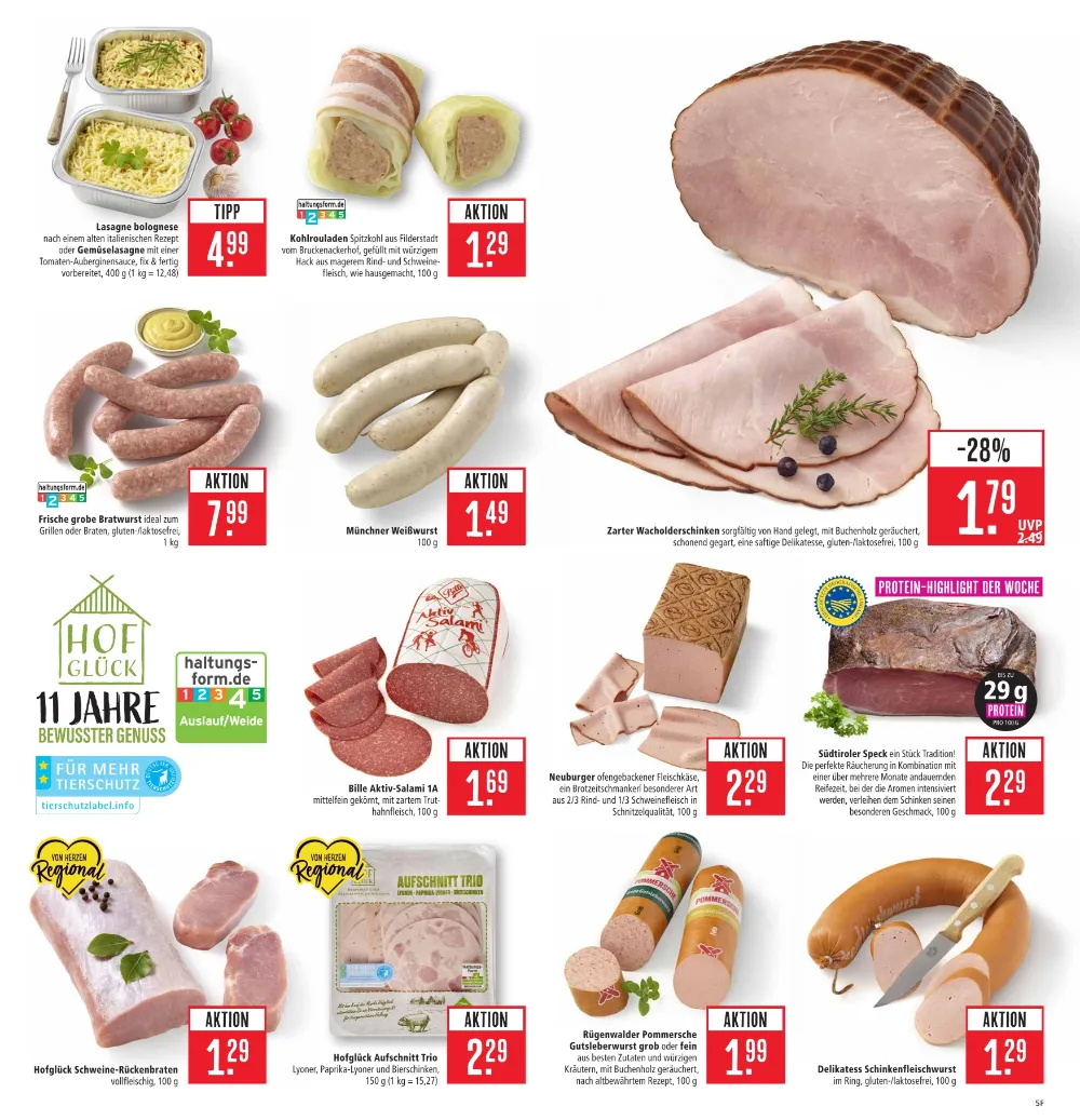 Marktkauf Südwest Prospekt KW 41 Seite 5 mit Lasagne, Kohlrouladen, Wacholderschinken, Weißwurst und Südtiroler Speck