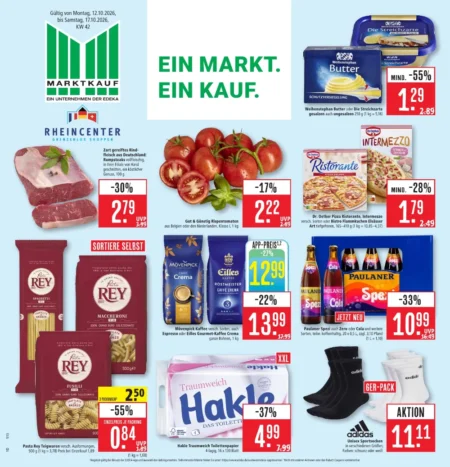 Marktkauf Südwest Prospekt ab 12.10.2026 (KW 42) Marktkauf Südwest Prospekt ab 12.10.2026 Seite 1 mit Weihenstephan Butter, Rumpsteak, Dr. Oetker Pizza, Mövenpick Kaffee & Paulaner Spezi