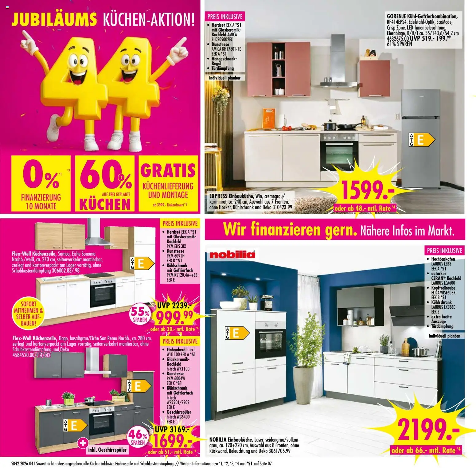 Möbel Boss Prospekt KW 42 Seite 4 mit Express Einbauküche Win, Flex-Well Küchenzeile Samoa & Nobilia Einbauküche