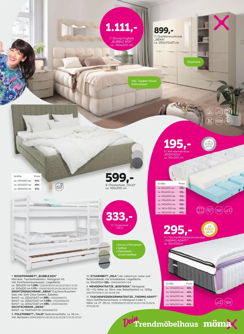 Mömax Prospekt KW 41 Seite 3 mit Boxspringbett, Drehtürenschrank, Polsterbett, Etagenbett und Matratzen