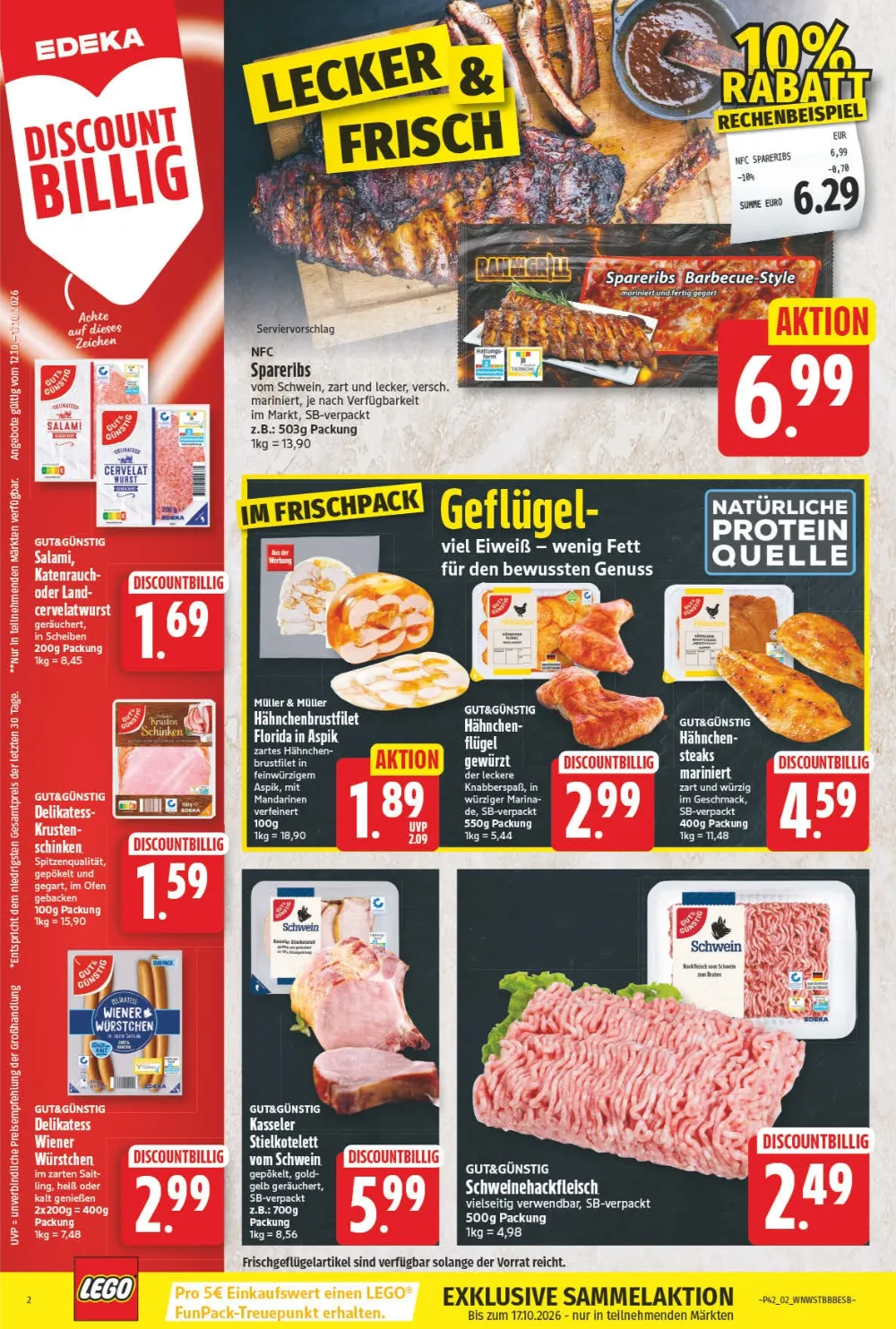 NP Angebote KW 42 Seite 2 mit Angeboten für Spareribs, Salami, Hähnchenbrustfilet, Hähnchenflügel & Schweinehackfleisch