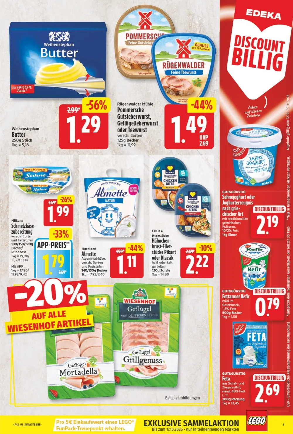 NP Angebote KW 42 Seite 5 mit Angeboten für Weihenstephan Butter, Rügenwalder Teewurst, Milkana, Almette & Wiesenhof Geflügel