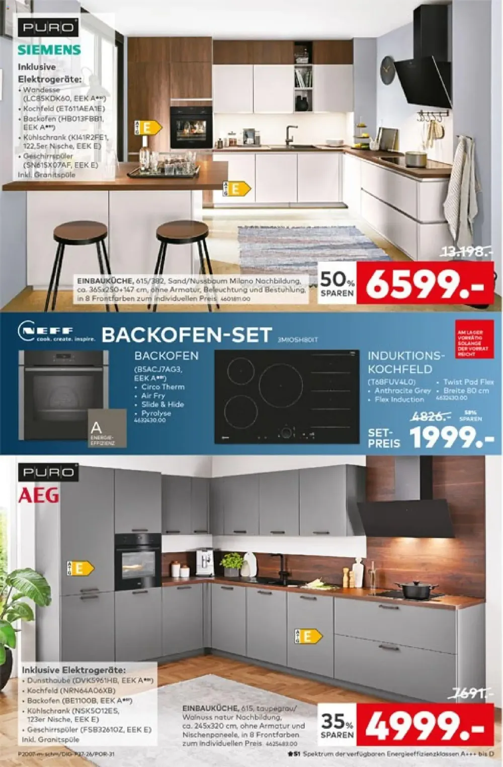 Porta Angebote KW 42 Seite 2 mit angeboten für Puro Einbauküche Sand/Nussbaum, Neff Backofen-Set & Puro Einbauküche taupegrau
