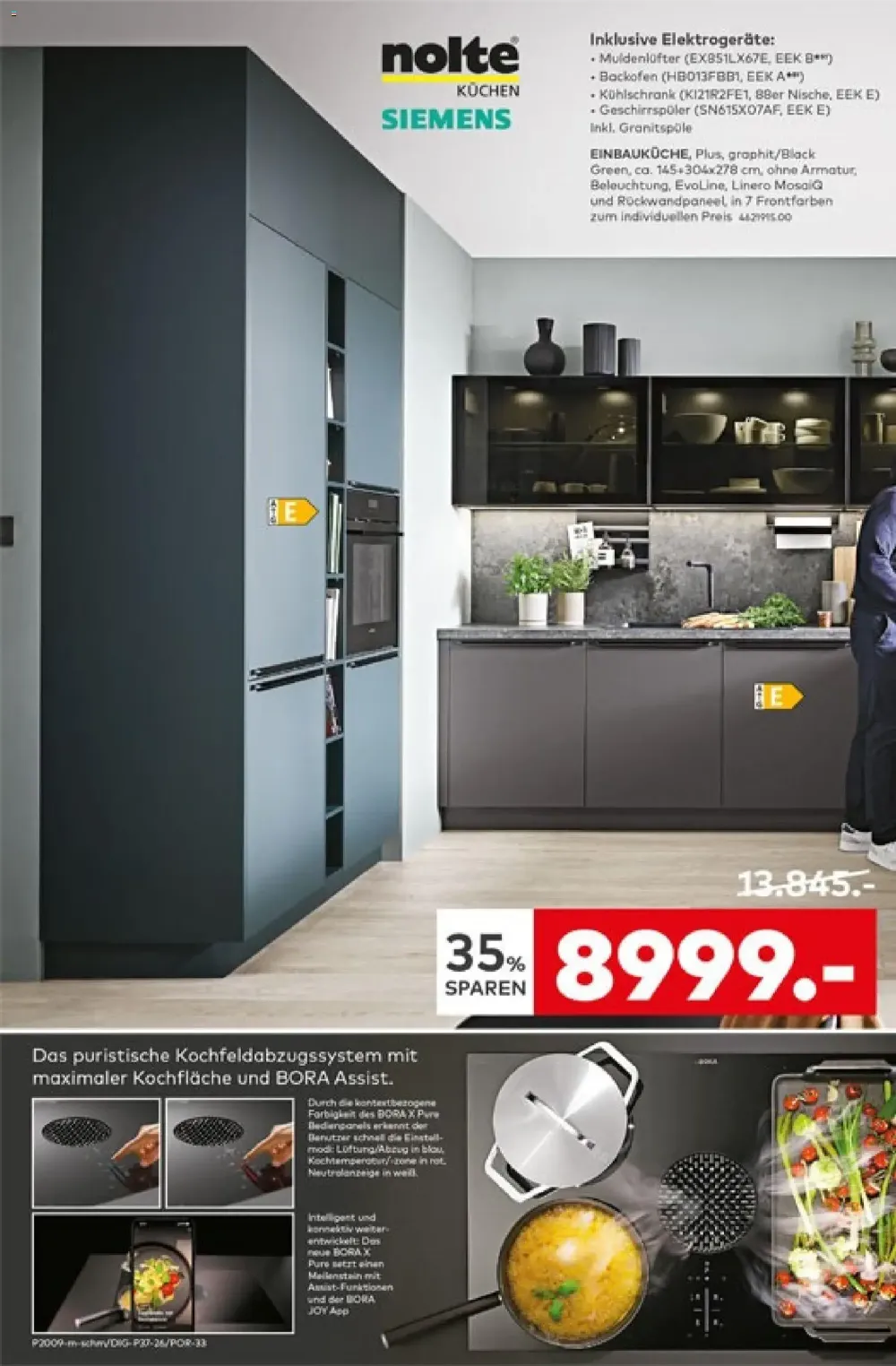 Porta Angebote KW 42 Seite 4 mit angeboten für Nolte Einbauküche Plus graphit/black green & BORA Kochfeldabzugssystem