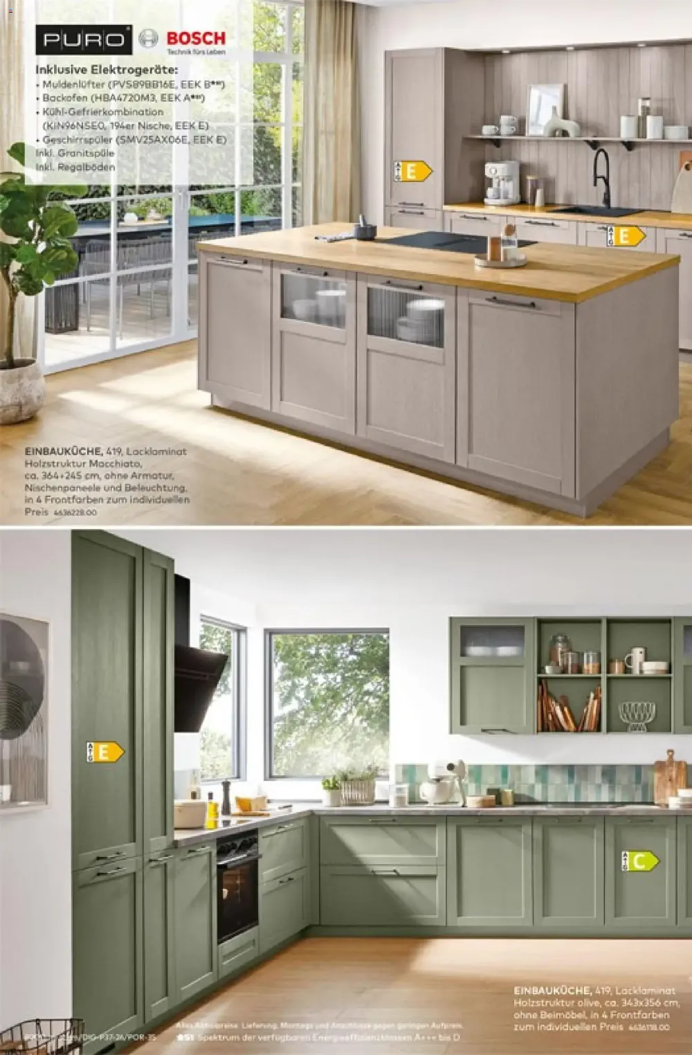 Porta Angebote KW 42 Seite 6 mit angeboten für Puro Bosch Einbauküche Macchiato & Einbauküche Holzstruktur olive   