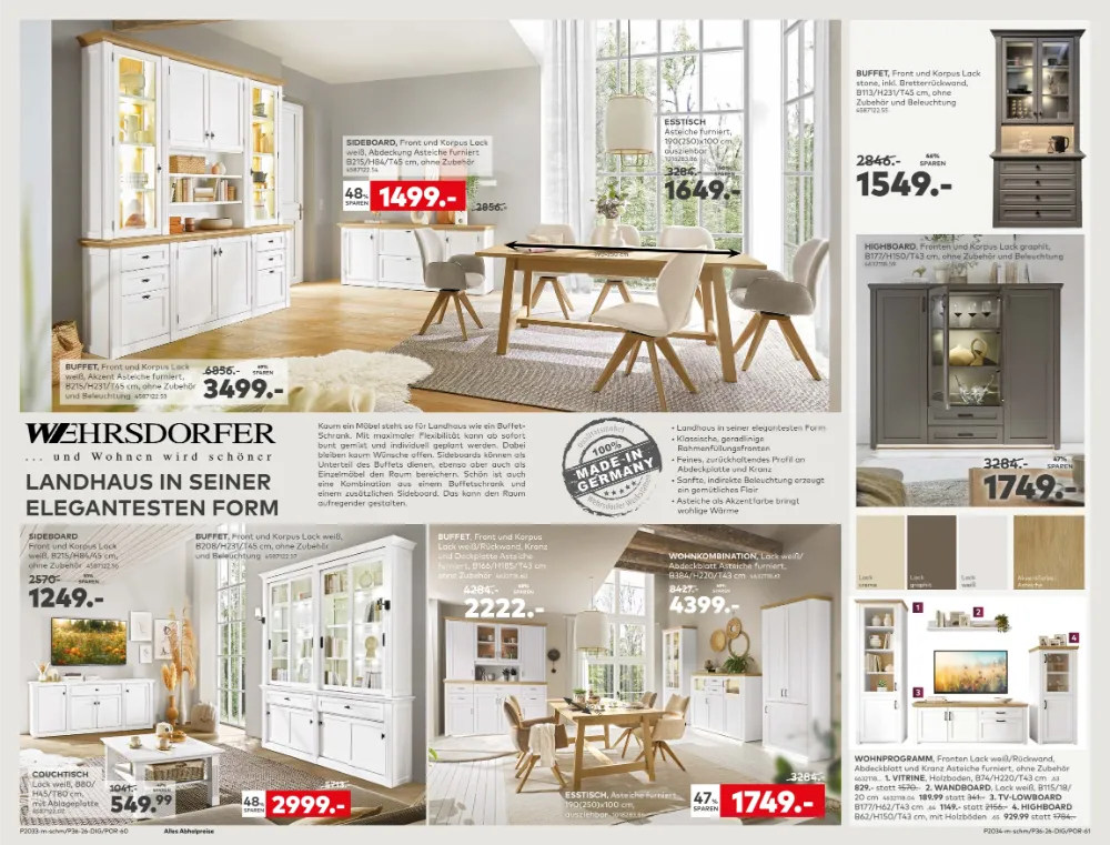 Porta Prospekt 05.10.2026 Seite 4 mit Wehrsdorfer Landhausmöbeln, Buffet, Sideboard, Esstisch & Highboard