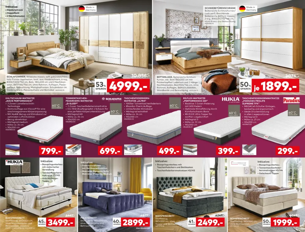 Porta Prospekt 05.10.2026 Seite 5 mit Schlafzimmer, Schwebetürenschrank, Schlaraffia Matratzen & Boxspringbetten