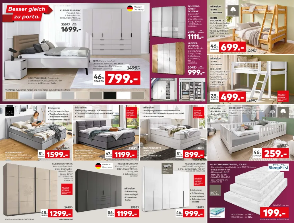 Porta Prospekt 05.10.2026 Seite 6 mit Kleiderschränken, Betten, Etagenbett, Spielbett & Kaltschaummatratzen