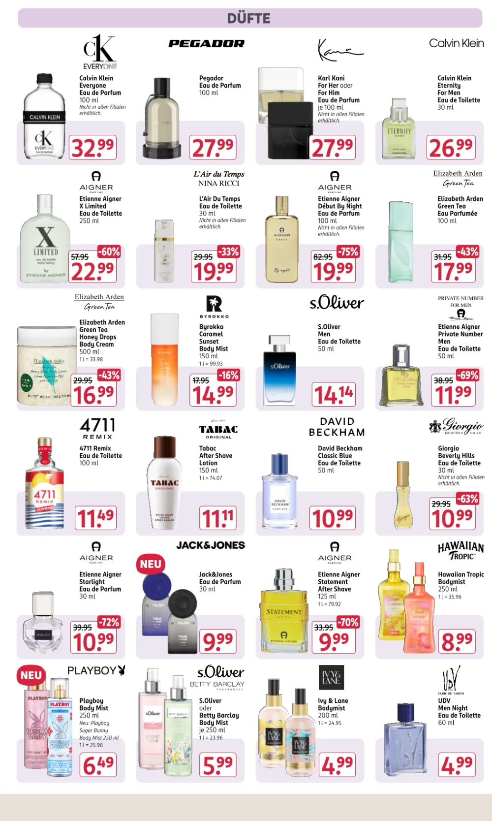 Rossmann Prospekt KW 41 Seite 6 mit Düften von Calvin Klein, Etienne Aigner, s.Oliver, 4711, Tabac & David Beckham