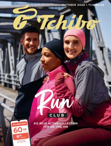 Tchibo Katalog Oktober 2026 | Angebote blättern Tchibo Katalog ab 01.10.2026 Seite 1 mit Run Club Active Collection Sportbekleidung, Laufjacke und Aktionstarif.