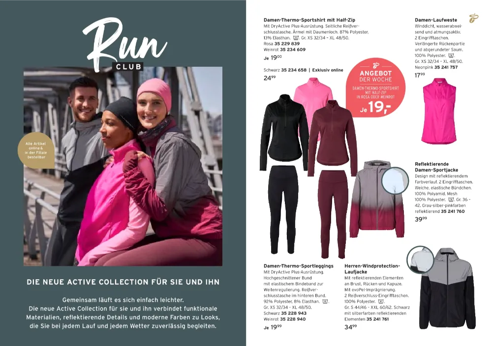 Tchibo Prospekt KW 42 Seite 2 mit Damen-Thermo-Sportshirt, Damen-Laufweste, Sportjacke & Herren-Laufjacke