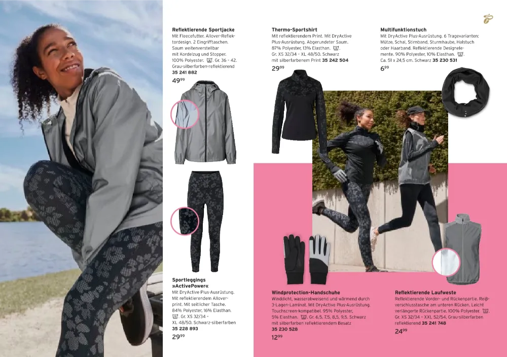 Tchibo Prospekt KW 42 Seite 5 mit Reflektierende Sportjacke, Sportleggings, Multifunktionstuch & Laufweste