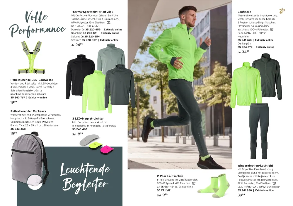 Tchibo Prospekt KW 42 Seite 6 mit Reflektierende LED-Laufweste, Thermo-Sportshirt, Laufjacke & Laufbebekleidung