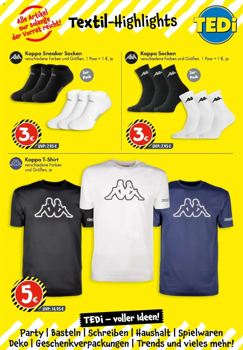 TEDi Angebote KW 43 Seite 5 mit angeboten für Kappa Sneaker Socken, Kappa Socken & Kappa T-Shirts