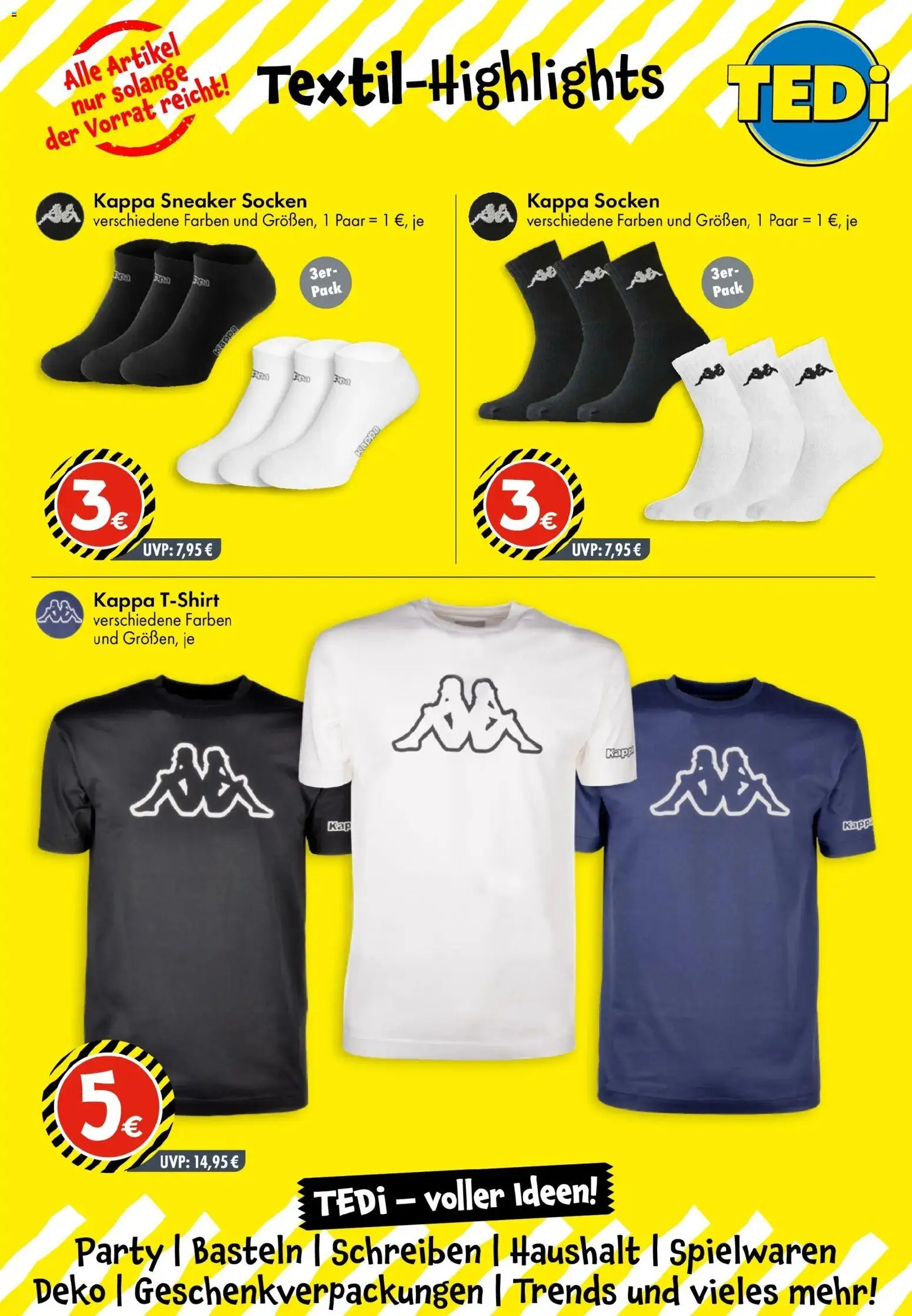 TEDi Prospekt KW 41 Seite 5 mit Kappa Sneaker Socken, Kappa Socken und Kappa T-Shirt