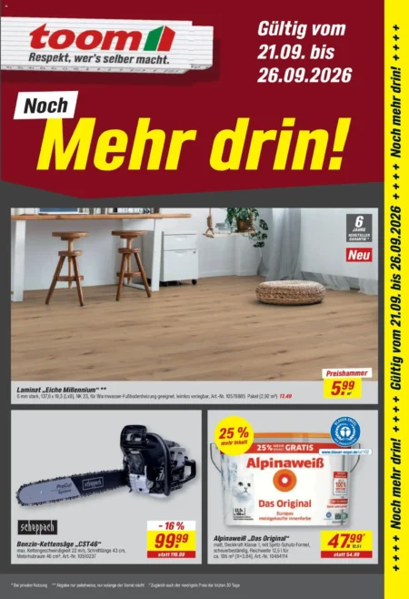 Toom Baumarkt Prospekt ab 21.09.2026 (KW 39) toom baumarkt prospekt ab 21 09 2026 kw39 seite 1