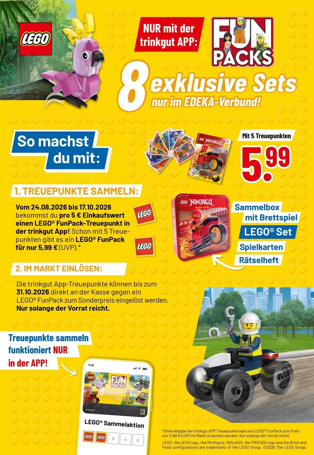 Trinkgut Prospekt KW 42 Seite 7 mit LEGO FunPacks Treuepunkte-Sammelaktion, Ninjago Sammelbox & exklusiven LEGO Sets