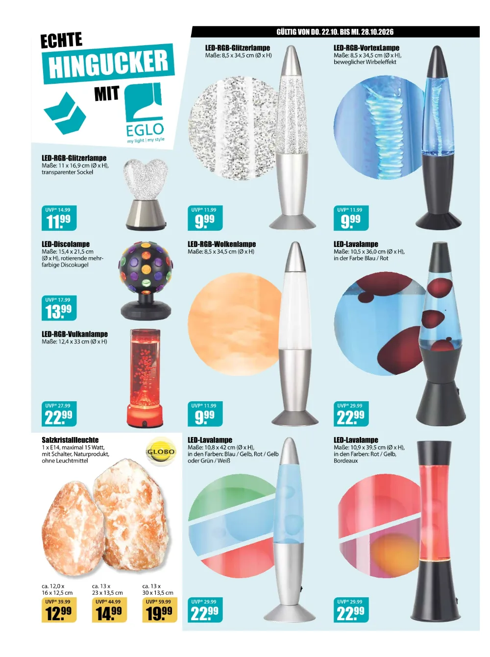V-Baumarkt Angebote KW 43 Seite 4 mit angeboten für Eglo LED-RGB-Glitzerlampe, Vortexlampe, Discolampe & Lavalampe