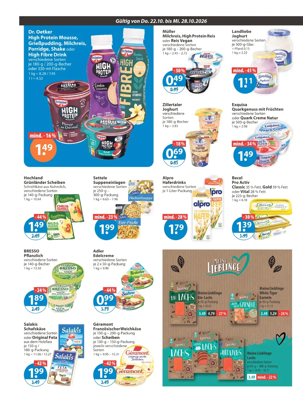 V-Markt München Angebote KW 43 Seite 6 mit angeboten für Dr. Oetker High Protein Mousse, Müller Milchreis & Bresso   