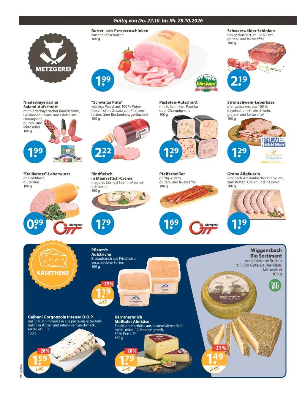V-Markt Hallertau Prospekt KW 43 Seite 2 mit Butter- oder Proseccoschinken & Schwarzwälder Schinken