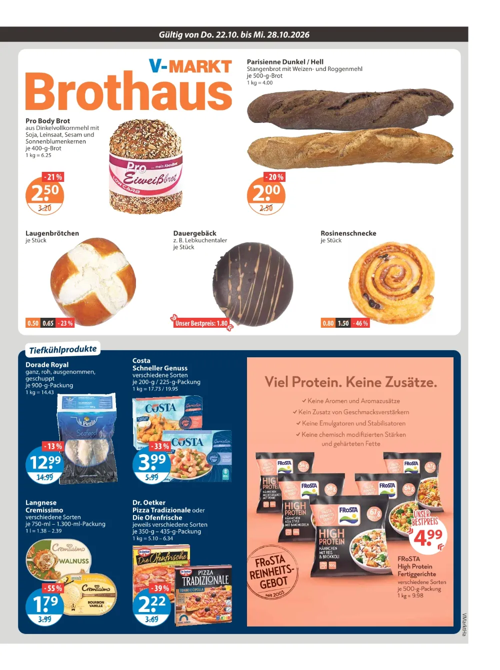 V-Markt Hallertau Prospekt KW 43 Seite 5 mit Pro Body Brot, Parisienne & Laugenbrötchen