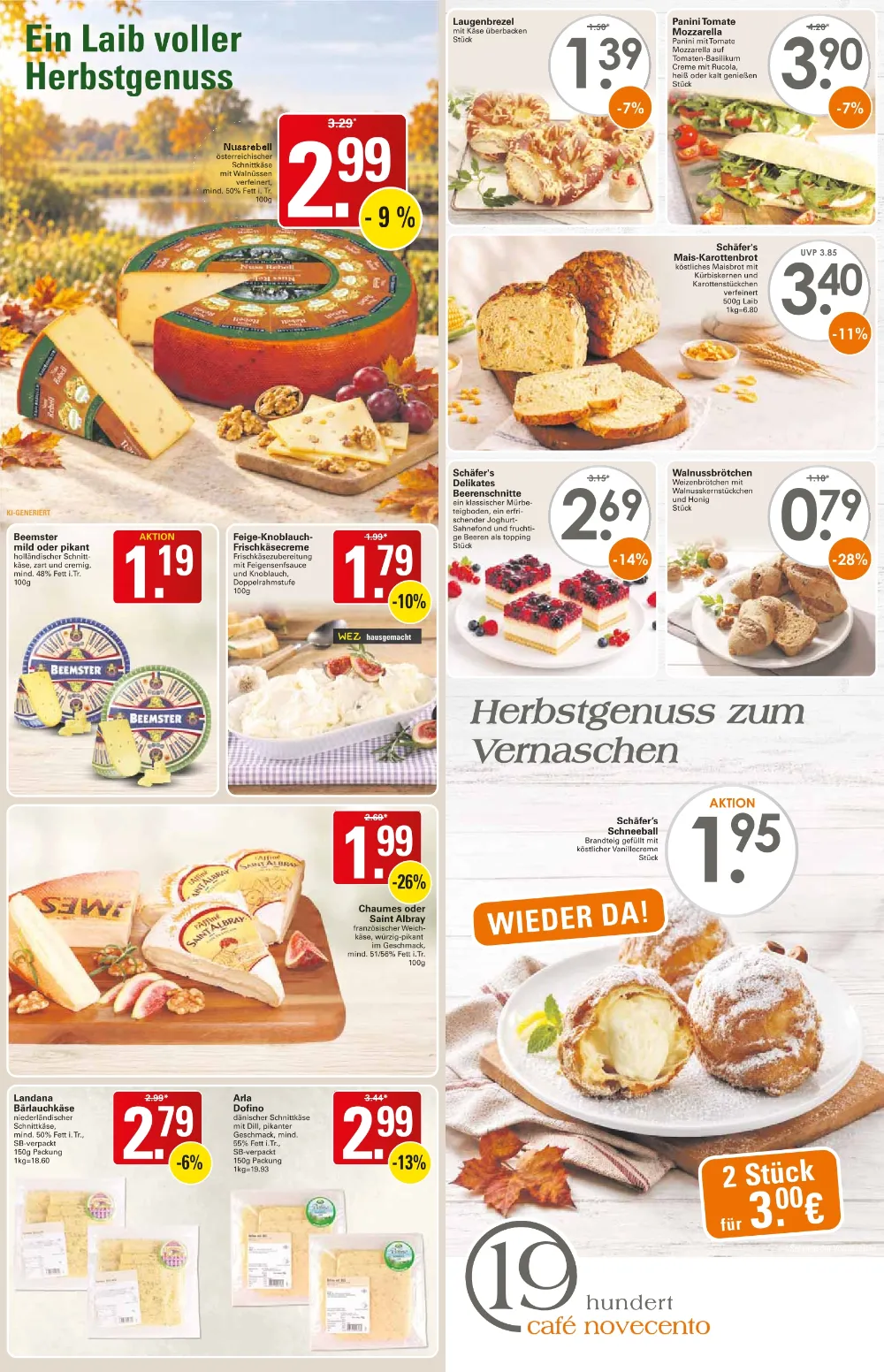 WEZ Prospekt KW 42 Seite 5 mit Nussrebell Käse, Laugenbrezel, Panini, Beemster, Karottenbrot, Beerenschnitte & Schneeball