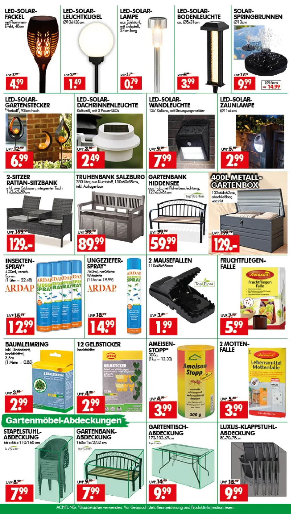 Wreesmann Angebote KW 41 Seite 5 mit Angeboten für Solarleuchten, Rattan-Sitzbank, Insektenspray & Abdeckhauben