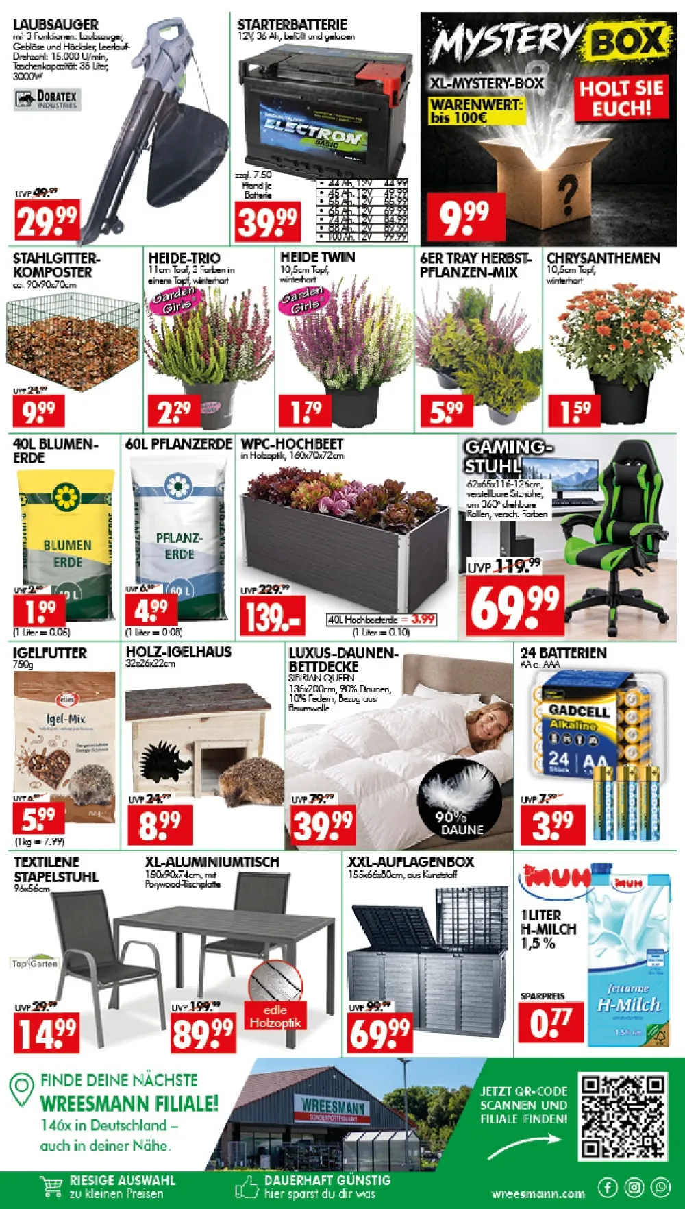 Wreesmann Angebote KW 41 Seite 8 mit Angeboten für Laubsauger, Starterbatterie, Blumenerde & Gaming-Stuhl