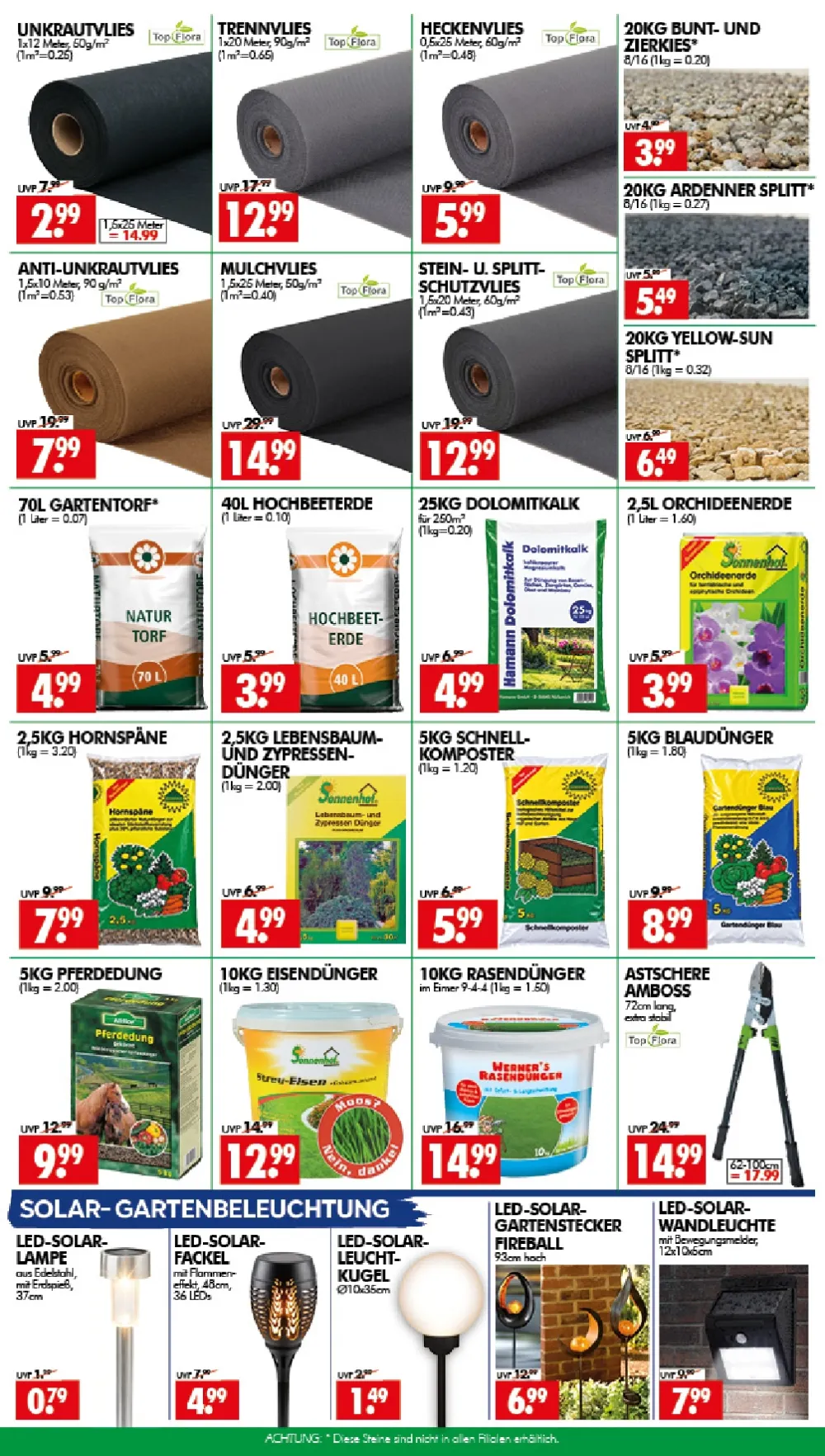 Wreesmann Prospekt KW 42 Seite 4 mit Unkrautvlies, Gartentorf, Blumendünger & Solar-Gartenbeleuchtung