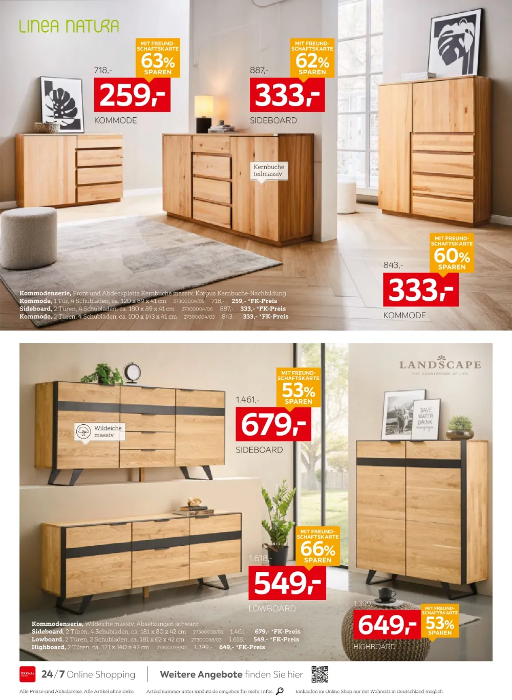 XXXLutz Prospekt KW 42 Seite 4 mit Linea Natura Kommode Kernbuche massiv & Landscape Sideboard Wildeiche massiv