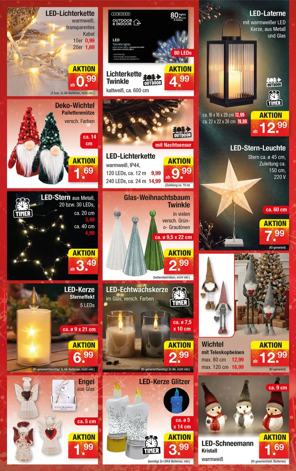 Zimmermann Prospekt KW 42 Seite 5 mit LED-Lichterkette, LED-Laterne, Deko-Wichtel, Glas-Weihnachtsbaum & Engel