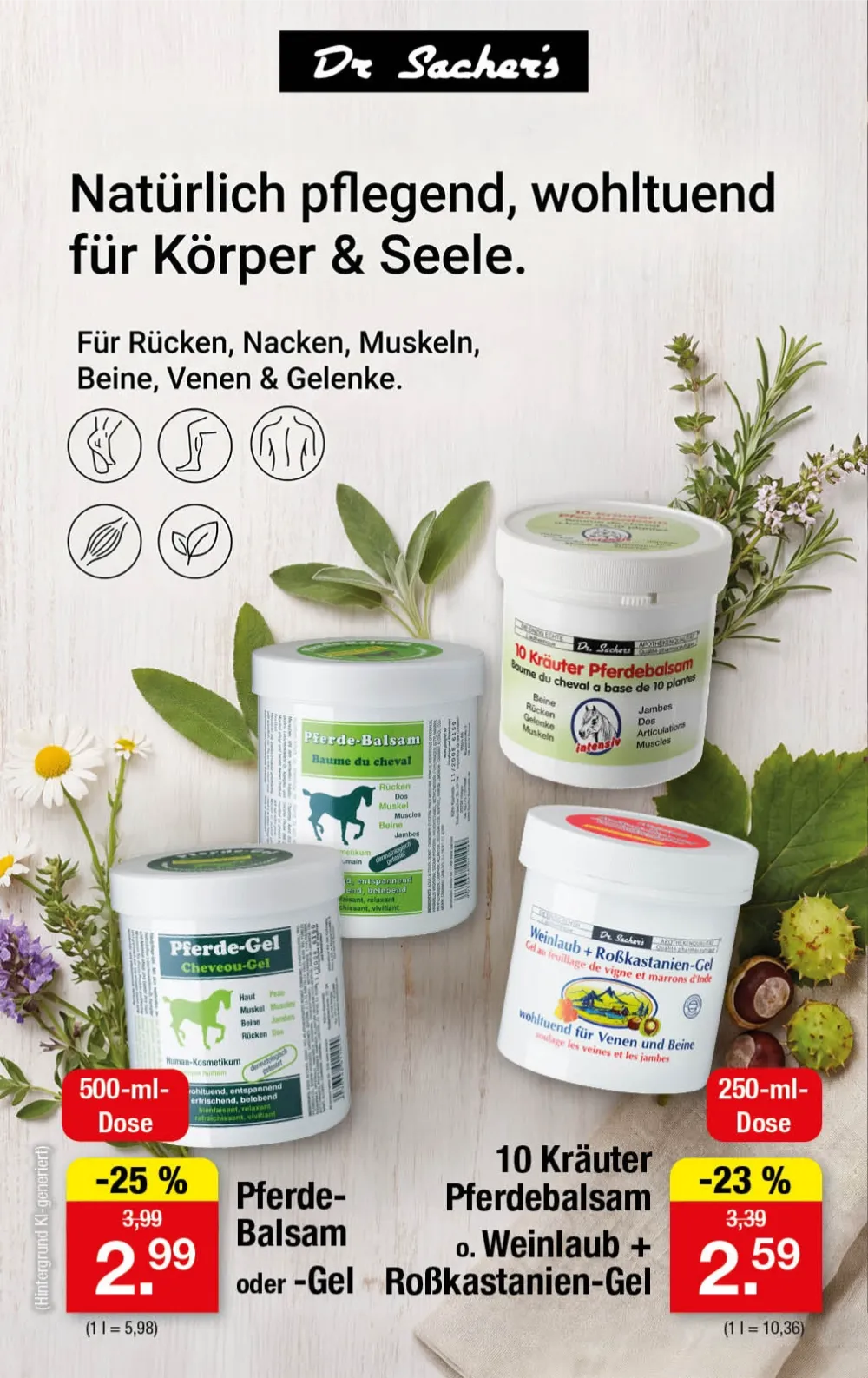 Zimmermann Prospekt KW 42 Seite 6 mit Dr. Sacher's Pferdebalsam, Pferde-Gel & Weinlaub Roßkastanien-Gel