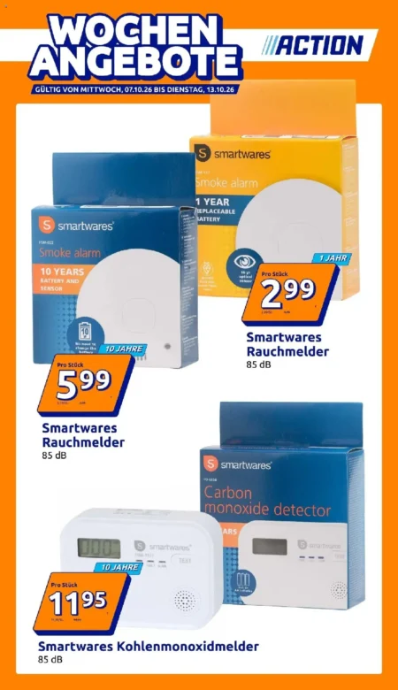 Action Prospekt ab 07.10.2026 (KW 41) Action Prospekt ab 07.10.2026 Seite 1 mit Smartwares Rauchmelder & Kohlenmonoxidmelder