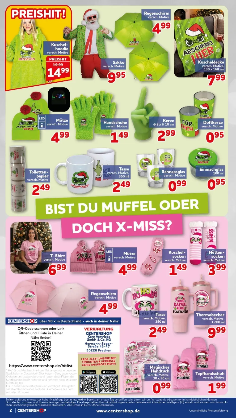 Centershop Prospekt KW 43 Seite 2 mit Kuschelhoodie, Mütze, T-Shirt & Tasse