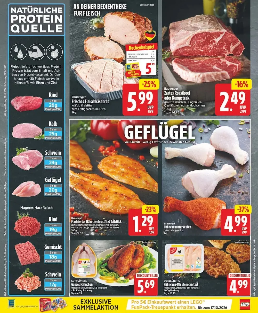 EDEKA Berlin Angebote KW 42 Seite 4 mit Angeboten für Fleischkäsebrät, Roastbeef, Hähnchenbrustfilet & Hähnchen
