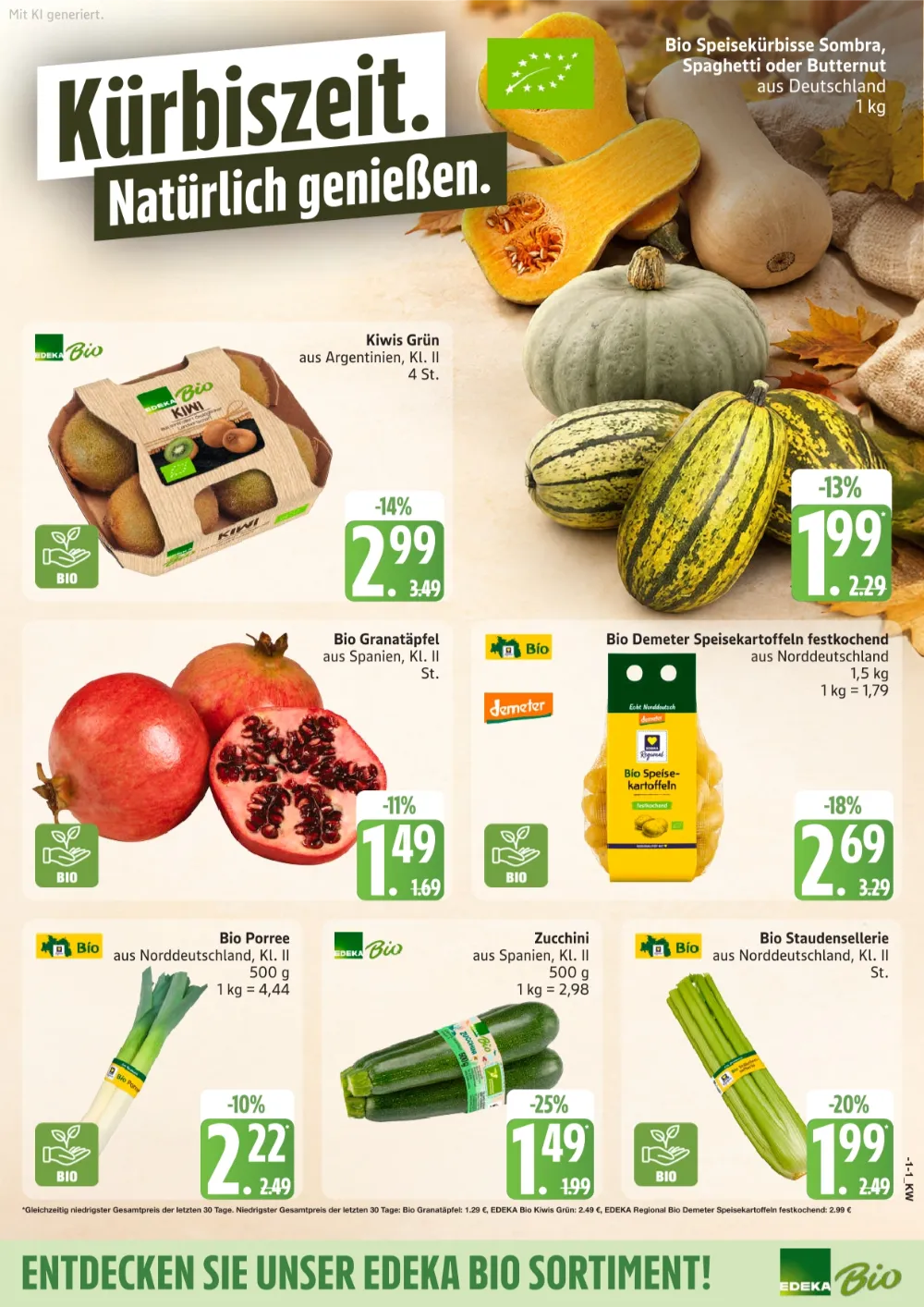 Edeka Nord Angebote KW 43 Seite 5 mit Angebote für Bio Speisekürbisse, Kiwis Grün & Bio Granatäpfel