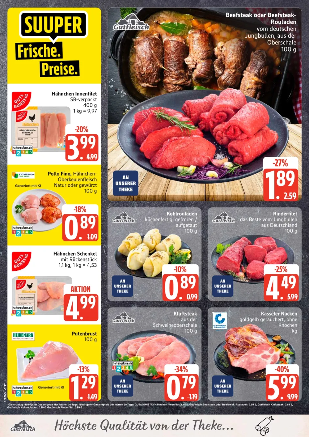 Edeka Nord Angebote KW 43 Seite 6 mit Angebote für Beefsteak, Hähnchen Innenfilet, Pollo Fino & Kohlrouladen   