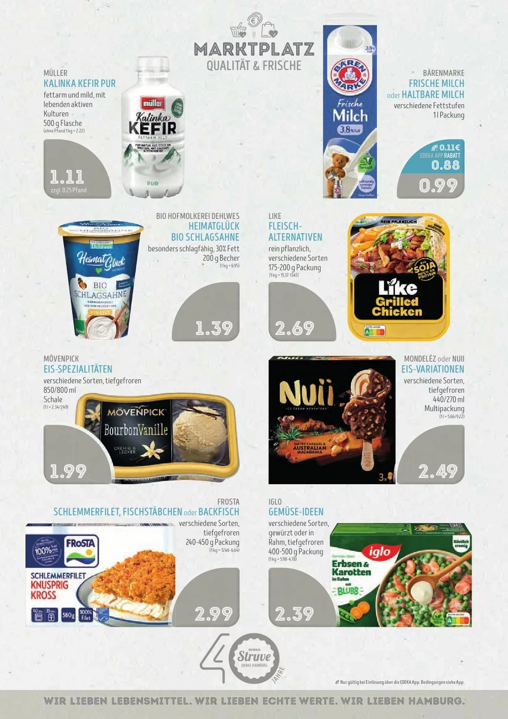 Edeka Struve Prospekt KW 43 Seite 7 mit Müller Kalinka Kefir, Bärenmarke Milch, Like Fleisch-Alternativen & Nuii Eis-Variationen