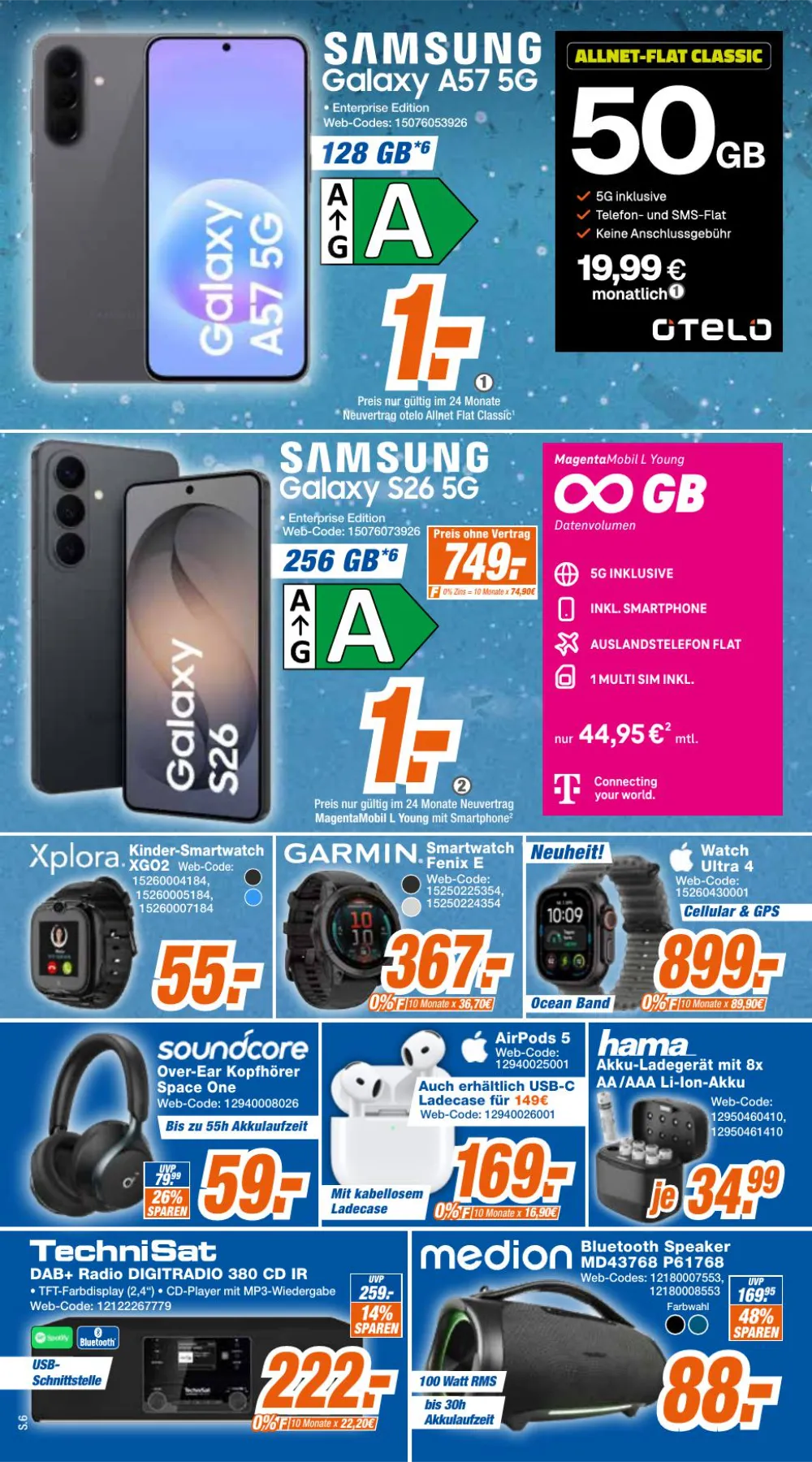 Expert Klein Prospekt KW 43 Seite 5 mit Samsung Galaxy A57 5G, Samsung Galaxy S26 5G, Garmin Fenix E & Apple Watch Ultra 4